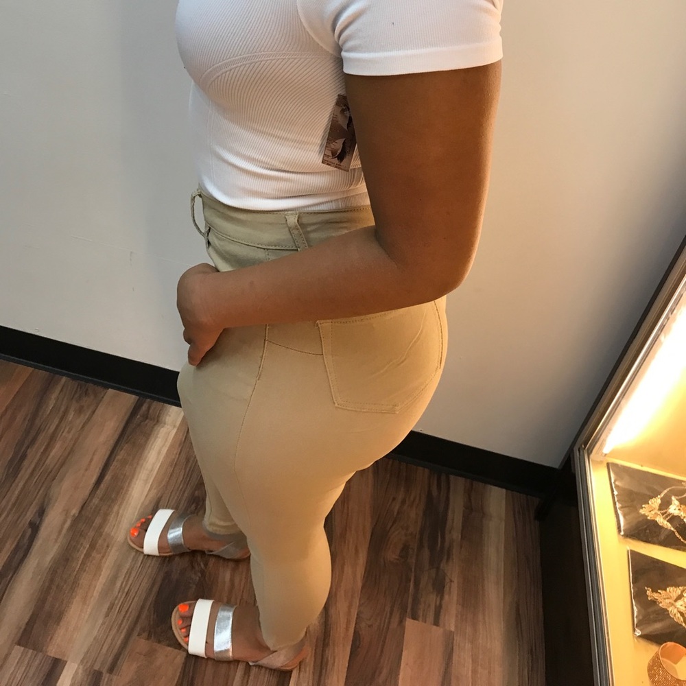 ‼️ Khaki Nude Hyper Stretch Skinny Leg Jeggings - Picture 2 of 8